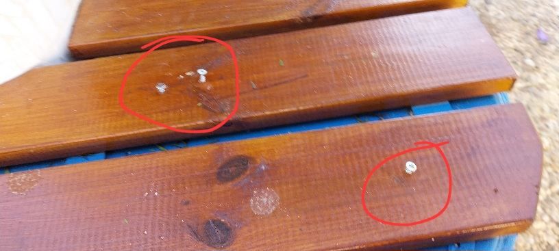 Tornillos a medio sacar de asientos y tablas arrancadas.