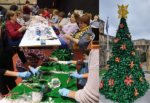 Arbol de Navidad con materiales reciclados