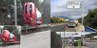 Accidente en la via de servicio de Sabinillas Accidente via de Servicio de Sabinillas