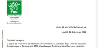 Reclamación de Banderas Azules Informe denegación de bandera Azul